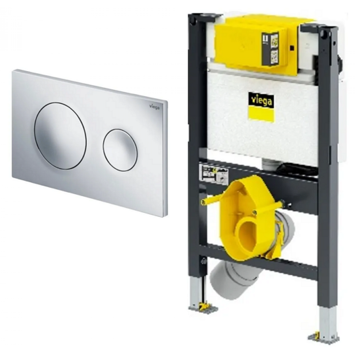 Viega 藏牆式水箱系統套裝：Prevista水箱連支架 (820mm) + Visign for Style 20沖水面板 (鍍鉻色)